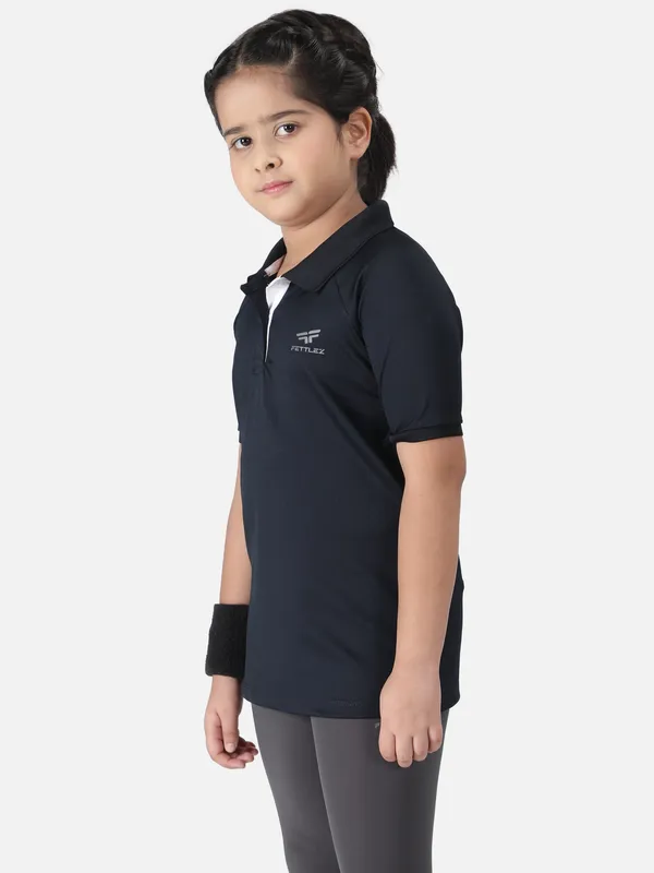 Navy_Polyester_Classic_Polo_T_Shirt_For_Girls