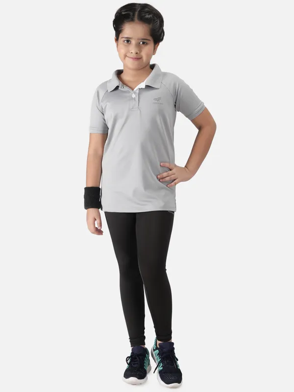Light_Grey_Polyester_Classic_Polo_T_Shirt_For_Girls