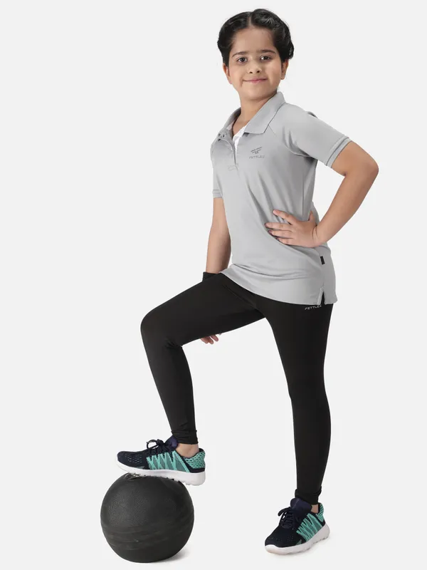 Light_Grey_Polyester_Classic_Polo_T_Shirt_For_Girls
