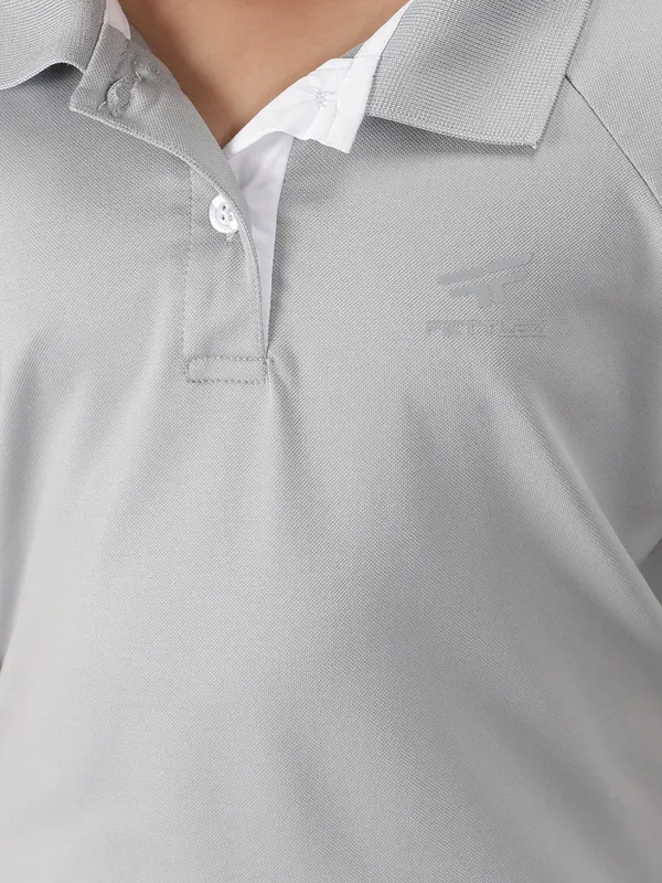 Light_Grey_Polyester_Classic_Polo_T_Shirt_For_Girls