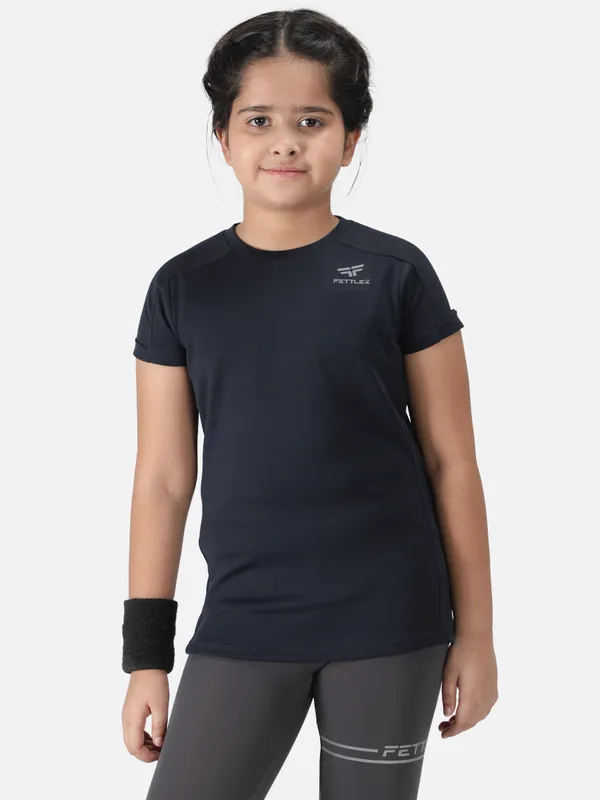Navy_Polyester_Sleeve_Rapid_Dry_Running_T_Shirt_For_Girls