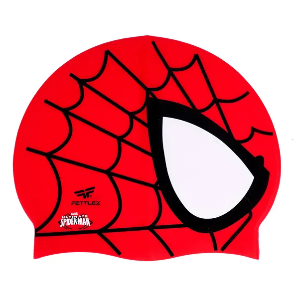 Red_Spider_Silk_Print_Silicone_Swimming_Cap_For_Kids