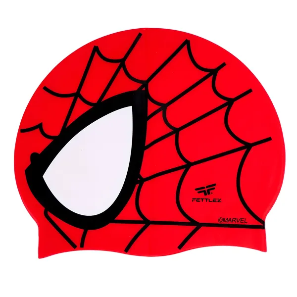 Red_Spider_Silk_Print_Silicone_Swimming_Cap_For_Kids
