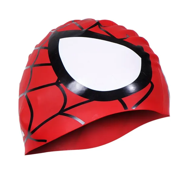 Red_Spider_Silk_Print_Silicone_Swimming_Cap_For_Kids