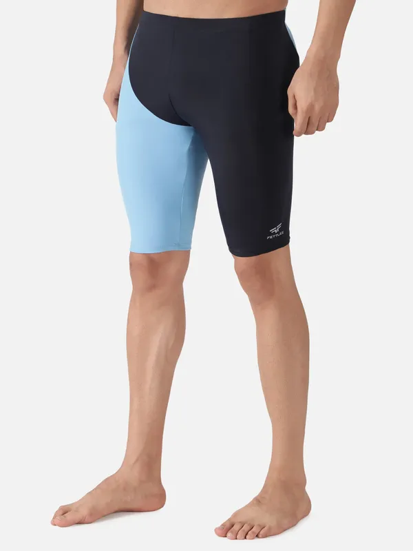 Dark_Navy/Aqua_Blue_Polyester_Fusion_Swim_Jammer_Swim_Jammer_For_Men