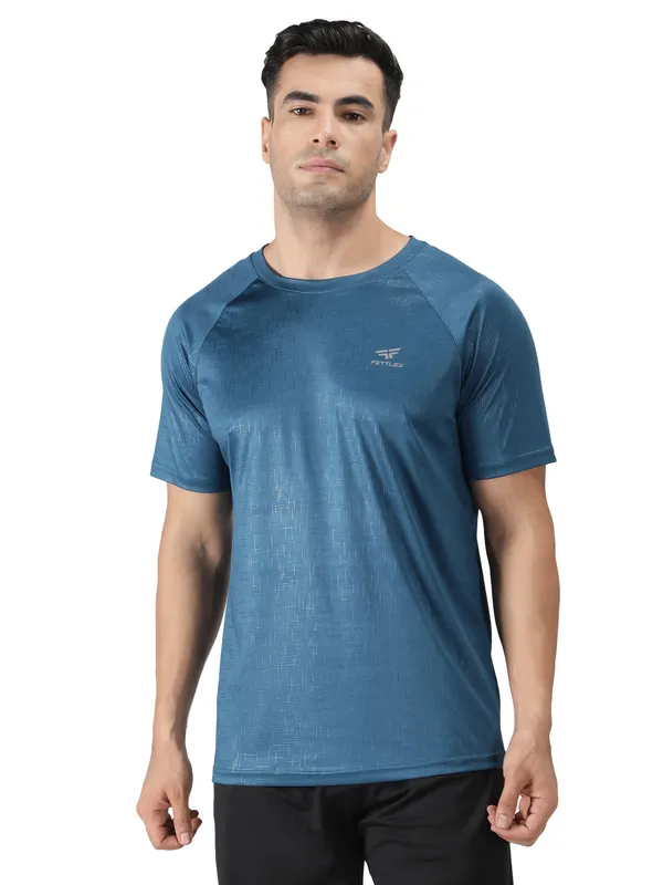 Teal_Polyester_Sleeve_Matrix_T-Shirt_For_Men