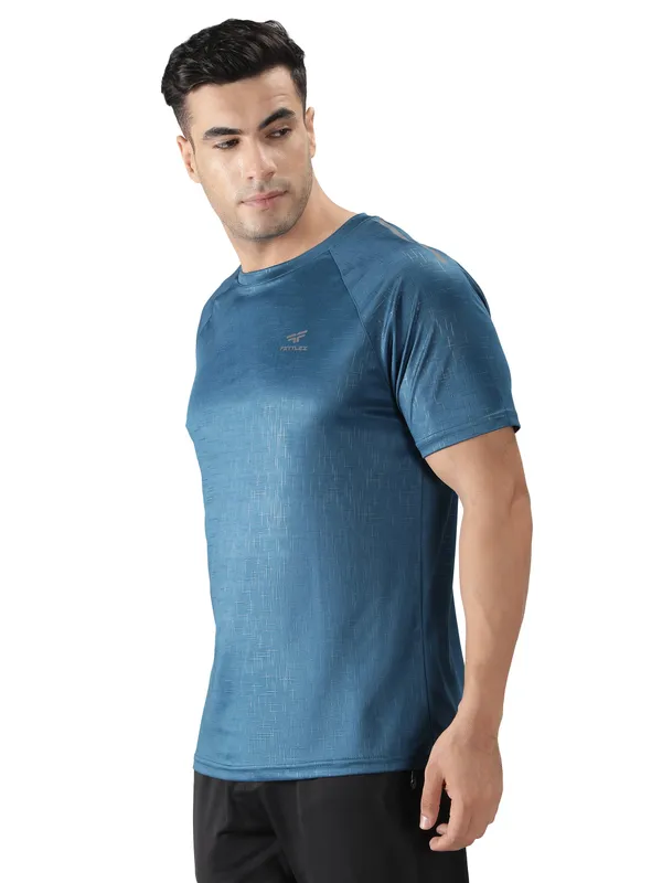 Teal_Polyester_Sleeve_Matrix_T-Shirt_For_Men