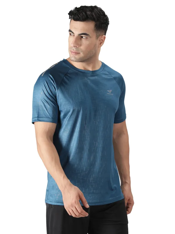 Teal_Polyester_Sleeve_Matrix_T-Shirt_For_Men