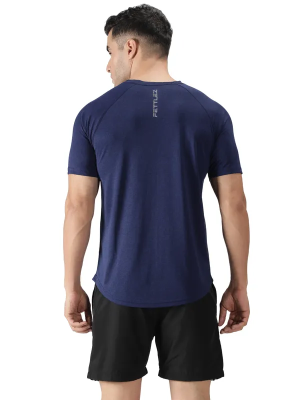 Indigo_Polyester_Sleeve_Melange_T-Shirt_For_Men
