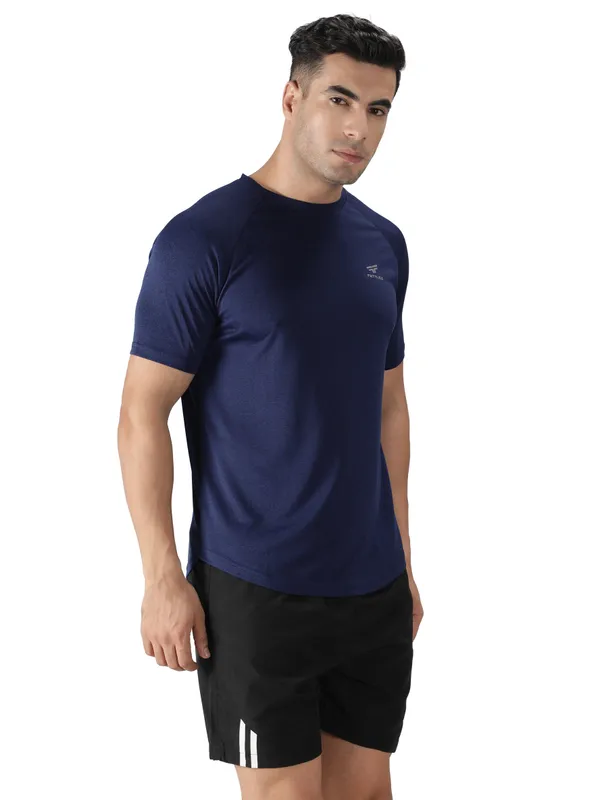 Indigo_Polyester_Sleeve_Melange_T-Shirt_For_Men