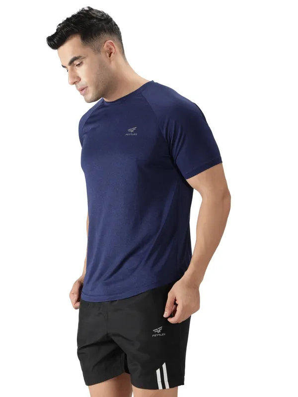 Indigo_Polyester_Sleeve_Melange_T-Shirt_For_Men