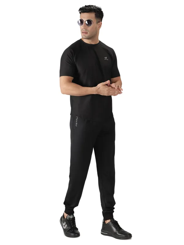 Navy_Polyester_Sleeve_Razor_T-Shirt_For_Men
