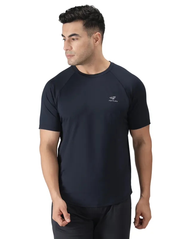 Navy_Polyester_Sleeve_Razor_T-Shirt_For_Men