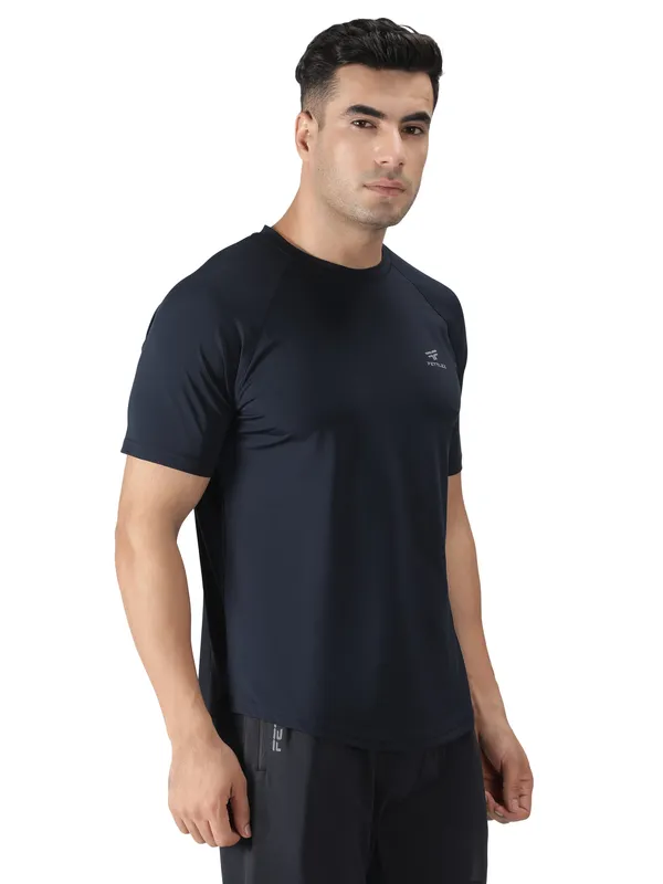 Navy_Polyester_Sleeve_Razor_T-Shirt_For_Men