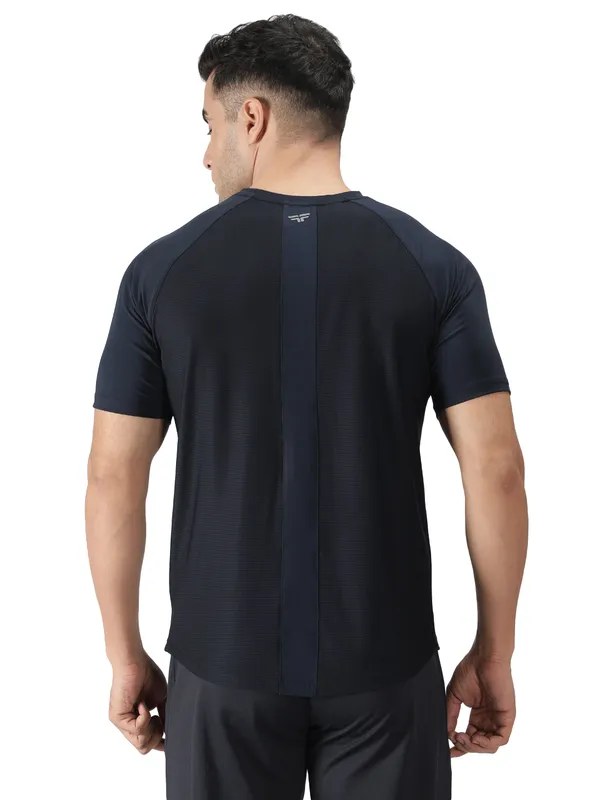 Navy_Polyester_Sleeve_Razor_T-Shirt_For_Men