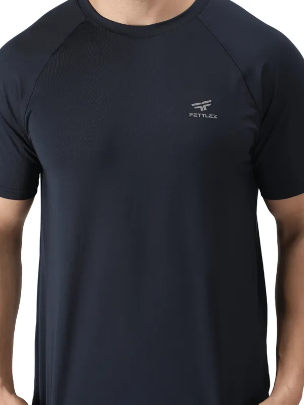 Navy_Polyester_Sleeve_Razor_T-Shirt_For_Men