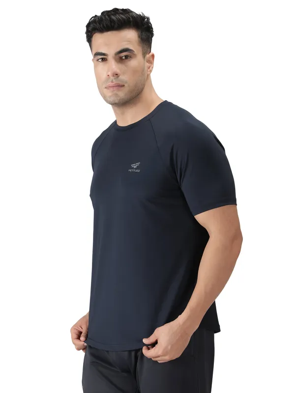 Navy_Polyester_Sleeve_Razor_T-Shirt_For_Men