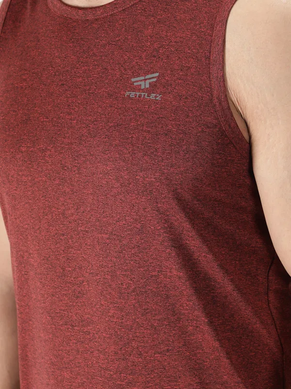 Rust_Red_Polyester_Sleeveless_Melange_Tanktop_For_Men