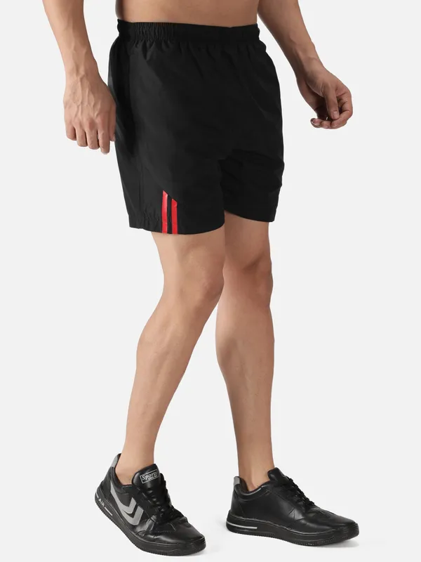 Black_With_White_Polyester_Training_Shorts_For_Men