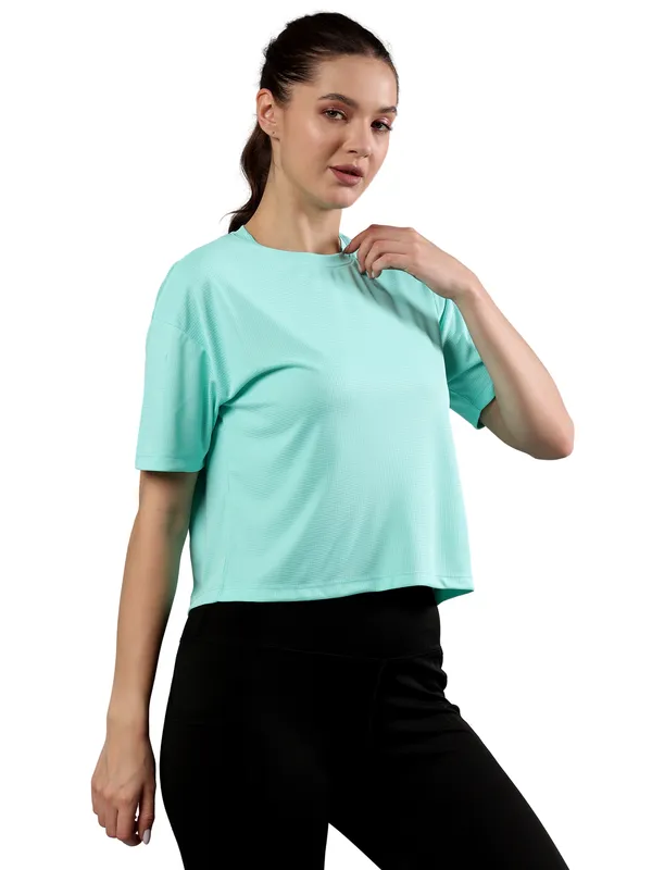 Green_Polyester_Dry-Fit_Moveease_Crop_Half_Sleeve_T_Shirt_For_Women
