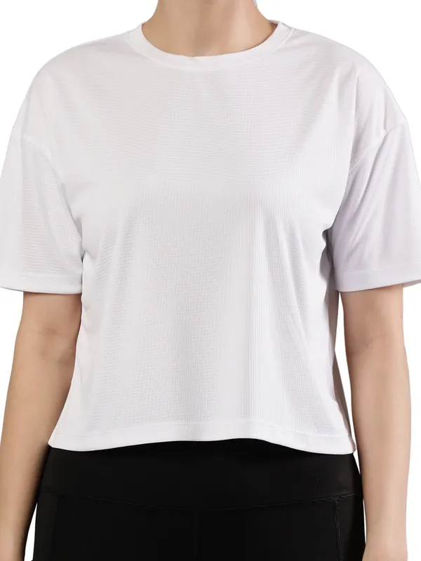 White_Polyester_Dry-Fit_Moveease_Crop_Half_Sleeve_T_Shirt_For_Women