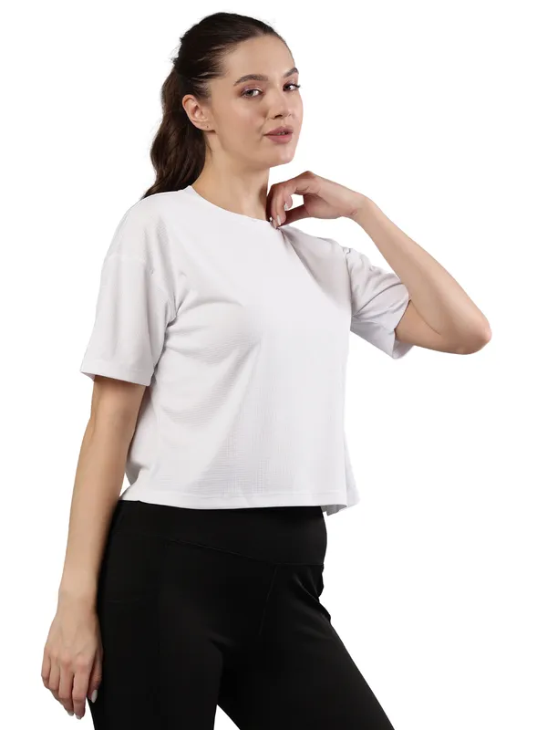 White_Polyester_Dry-Fit_Moveease_Crop_Half_Sleeve_T_Shirt_For_Women