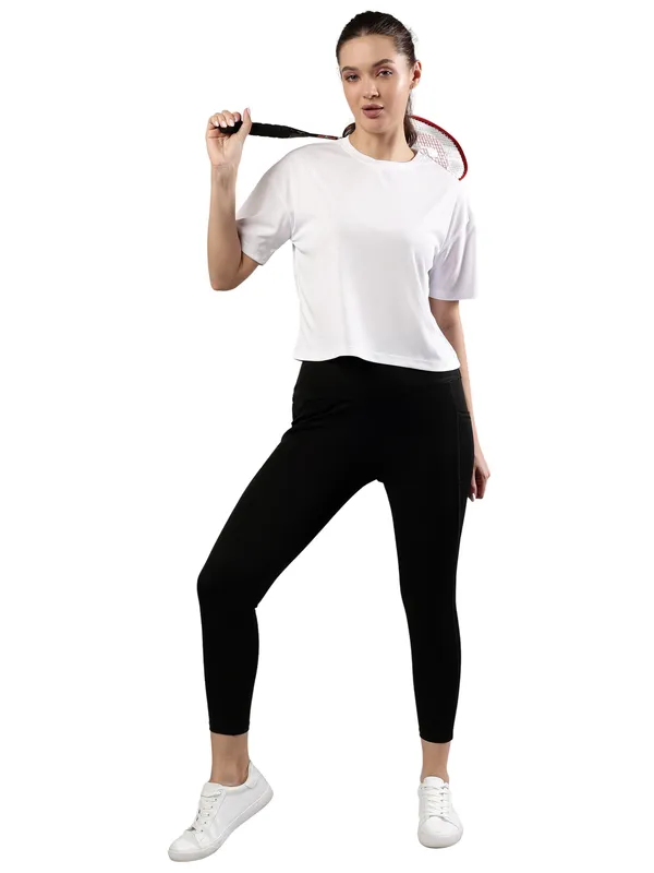 White_Polyester_Dry-Fit_Moveease_Crop_Half_Sleeve_T_Shirt_For_Women