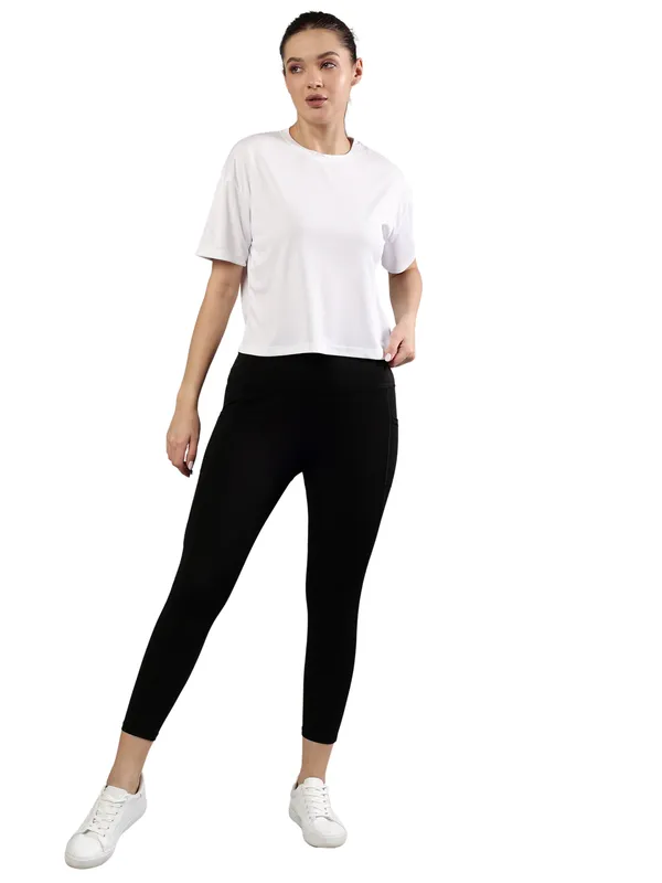 White_Polyester_Dry-Fit_Moveease_Crop_Half_Sleeve_T_Shirt_For_Women