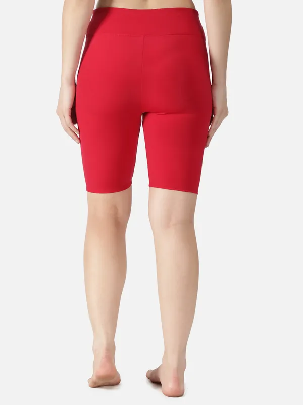 Red_Polyester_Core_Swim_Jammer_Swimwear_For_Women