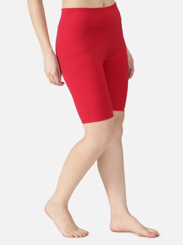 Red_Polyester_Core_Swim_Jammer_Swimwear_For_Women