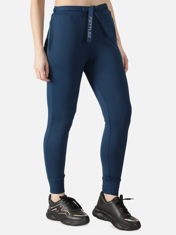 Classic_Blue_Polyester_Do-Knot-Jogger_Leggings_For_Women