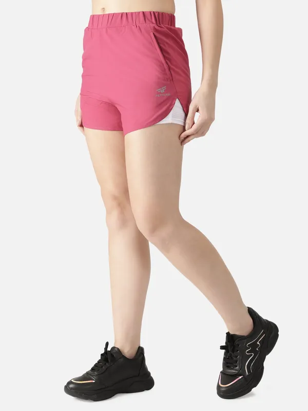 Pink_Polyester_Double_Layer_Running_Gymwear_Core_2-In-1_Shorts_&_Leggings_For_Women