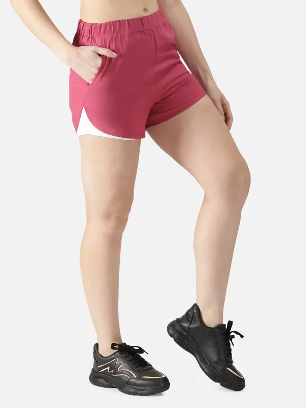 Pink_Polyester_Double_Layer_Running_Gymwear_Core_2-In-1_Shorts_&_Leggings_For_Women