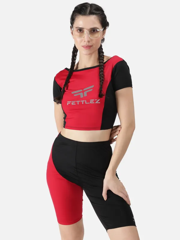 Red_Polyester_Fusion_Swim_Crop_Swimwear_For_Women