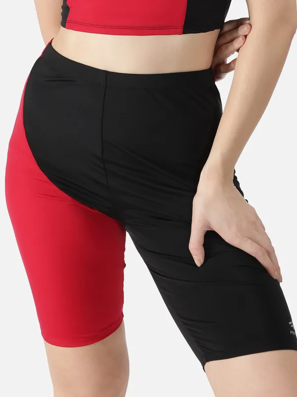 Black/Red_Polyester_Fusion_Swim_Jammer_Swimwear_For_Women