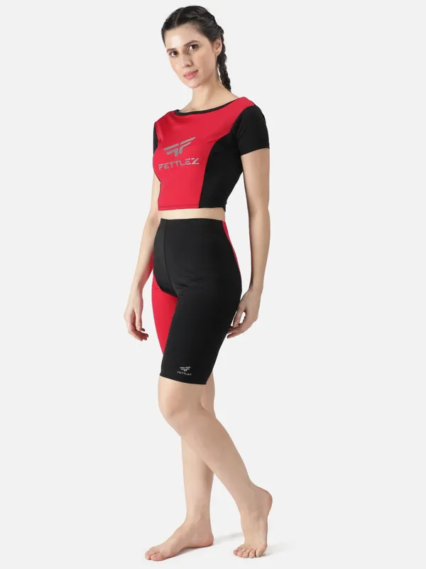 Black/Red_Polyester_Fusion_Swim_Jammer_Swimwear_For_Women