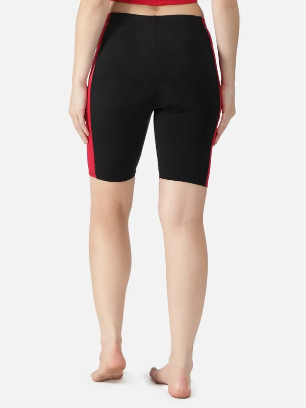 Black/Red_Polyester_Kontrast_Swim_Jammer_Swimwear_For_Women