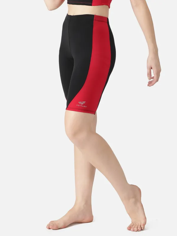 Black/Red_Polyester_Kontrast_Swim_Jammer_Swimwear_For_Women