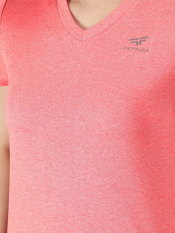Pink_Polyester_Sleeve_Melange_Training_T_Shirt_For_Women
