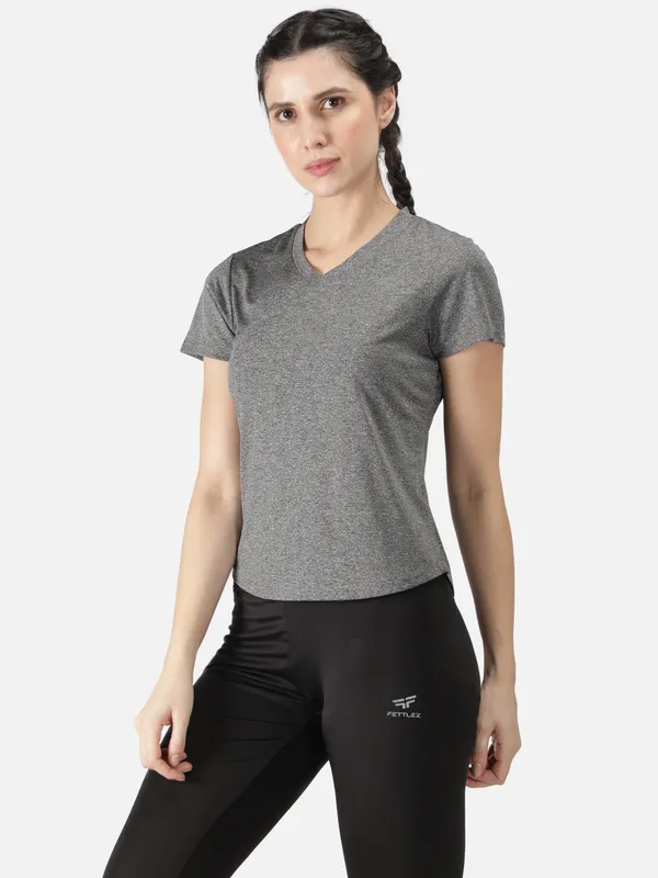 Dark_Grey_Polyester_Sleeve_Melange_Training_T_Shirt_For_Women