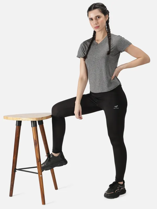 Dark_Grey_Polyester_Sleeve_Melange_Training_T_Shirt_For_Women