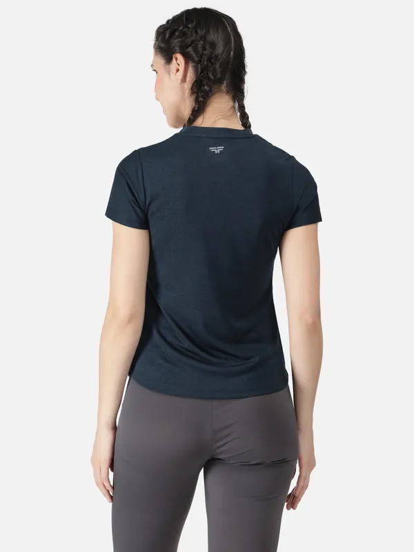 Navy_Polyester_Sleeve_Melange_Training_T_Shirt_For_Women