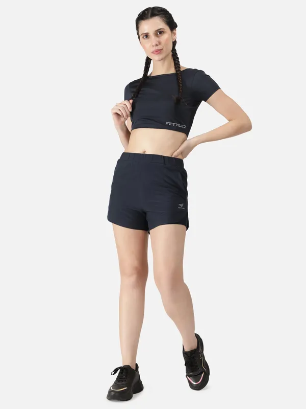 Navy_Polyester_Sleeve_Warrior_Crop_T_Shirt_For_Women