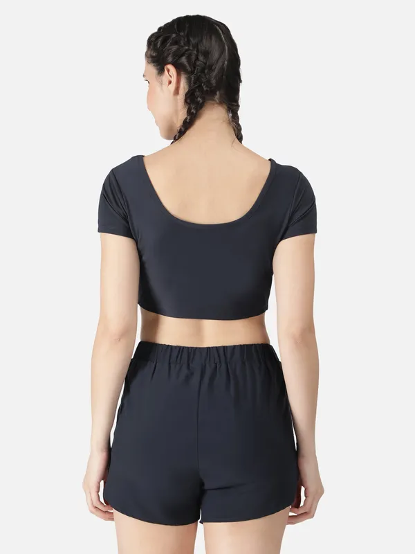 Navy_Polyester_Sleeve_Warrior_Crop_T_Shirt_For_Women