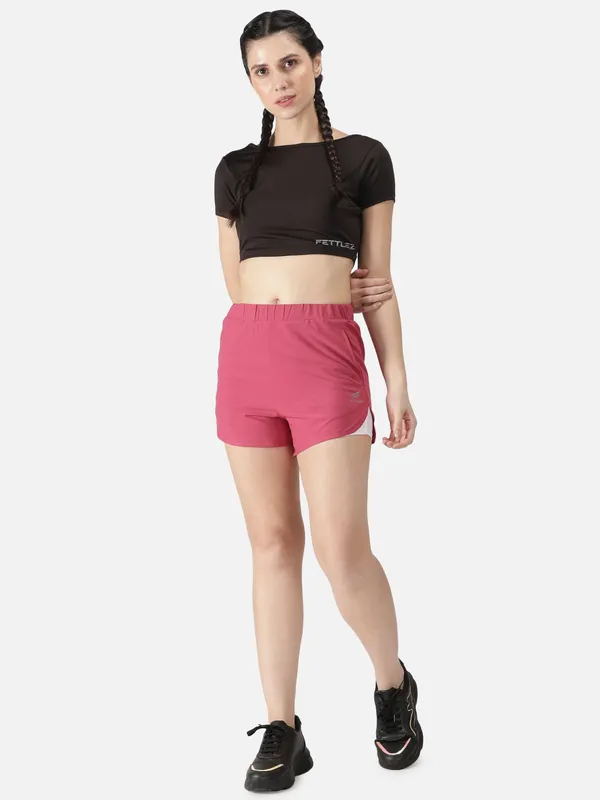 Black_Polyester_Sleeve_Warrior_Crop_T_Shirt_For_Women