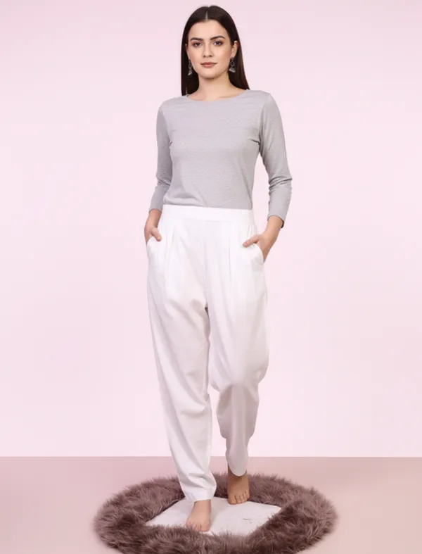 White_Cotton_Pant_For_Women_&_Girls