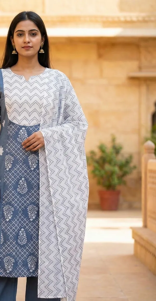 AM_Style_Dusty_Blue_panel_Kurti_set_with_dupatta