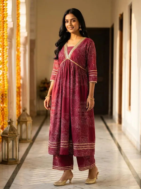 AM_Style_wine_printed_Anarkali_Kurti_with_palazzo_