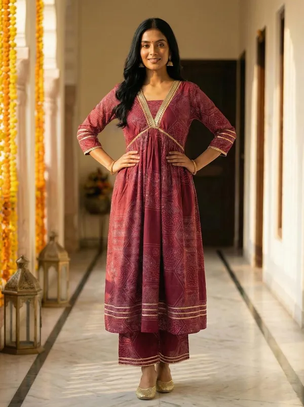 AM_Style_wine_printed_Anarkali_Kurti_with_palazzo_