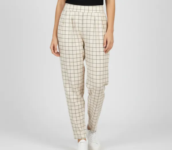 Off_White_Handloom_Cotton_Checked_Checkered_Pant_For_Women_&_Girls
